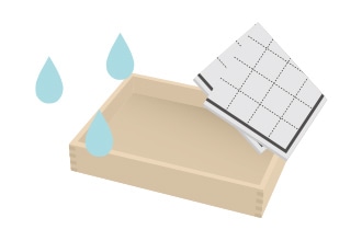 水と乾いた布でふき取るイラスト