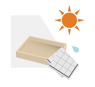 日陰で布を使って水気をふき取るイラスト